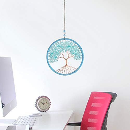 LIOOBO Tree of Life Wall Hanging Tree of Life Dream Catchers Macrame Home Wall Decorations 11CM (Sky-blue)