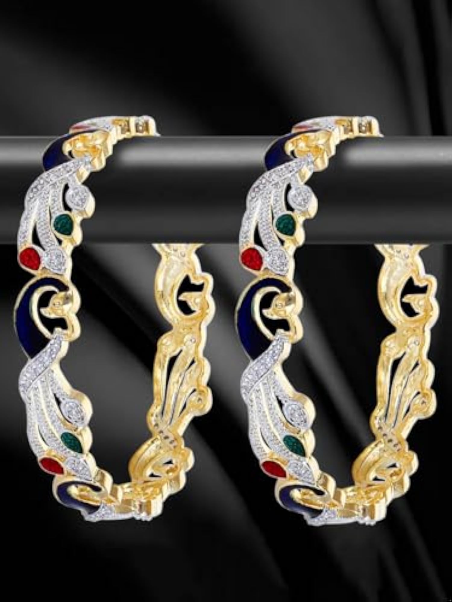 Dancing Peacock Diamond Bangles