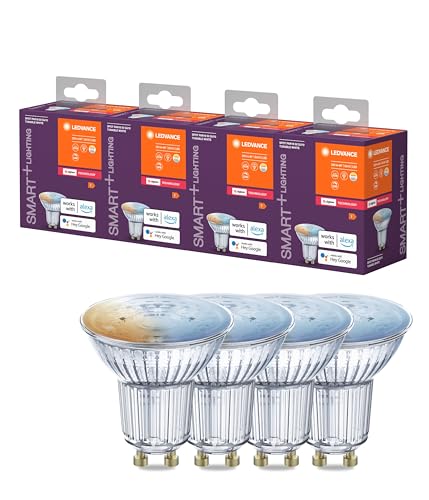 LEDVANCE SMART+ SPOT GU10 TW, LED retrofit Reflektorlampe mit smart home Technologie Zigbee, Farbtemperatur einstellbar, PAR16, 4er-Pack, Tunable White