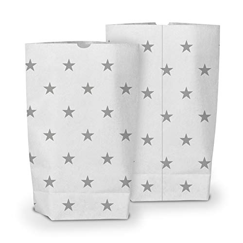 itenga 50x Geschenktüten I Papiertüten I Bodenbeutel aus Papier I Muster Sterne I Weihnachten I Geschenk I Gastgeschenk zum Füllen I 17,0x26,0 cm