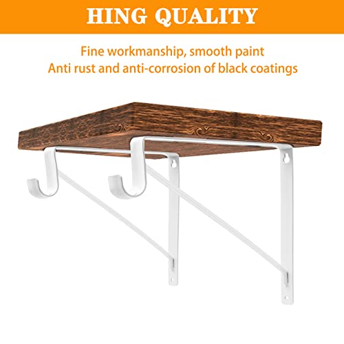 4 Pack Closet Shelf & Rod Brackets, Heavy Duty Closet Shelf Bracket With Rod Support, 11”X11”, 1-3/8” Dia White Wall Mount Clothes Hanger Closet Pole Support Bracket For Shelf Storage And Closet Rod #TOP2