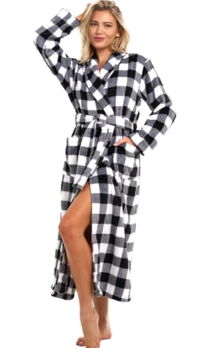 Alexander Del Rossa Plush Robe for Women, Long Fleece Winter Bath Robe, Plus Size