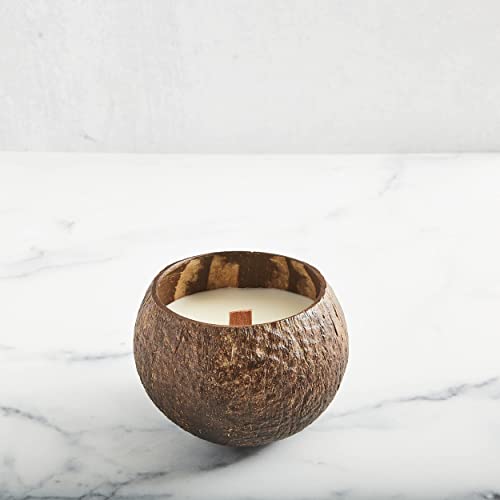 Cocowhoa Coconut Shell Candle, Scented Soy Essential Oil Infused Candle, Natural Wood Wick, Made With Reclaimed Coconut Shells, Eco-Friendly, Lavender Scent #TOP6