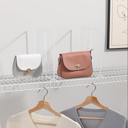 ziroland Wire Shelf Dividers - White Closet Organization & Storage Organizer - No Tool Shelf Divider for Wire Shelves - Metal Shelf Accessories – for 12“ Deep Wire Shelves – Tall 12” Height – 8 Pack