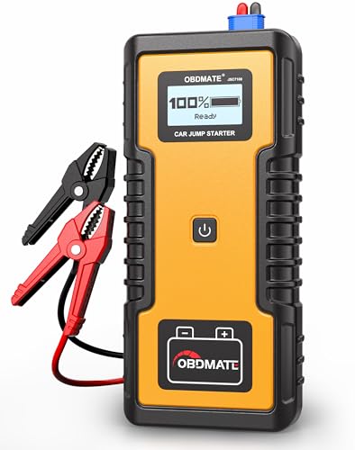 OBDMATE Car Jump Starter 1000A, Super Capacitor Jump Starter Non-Battery for 12V Gas Diesel Engines, 12V Portable Jump Starter for Car Battery, Yellow