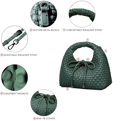 Image of JINMANXUE Fashion Mini Handbag For Women, Woven Tote Bucket Composite Bag Knitting Chain Bags, Crossbody Shoulder Purses