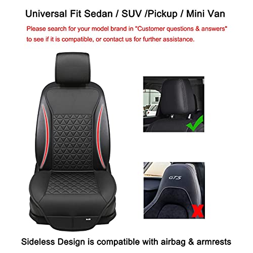 Black Panther 1 Piece Luxury PU Leather Front Car Seat Cover with Backrest, Breathable Seat Protector Universal Fit 95% of Cars (Sedan SUV Pickup Van), Triangle Quilted Design - Black - Thumbnail 5