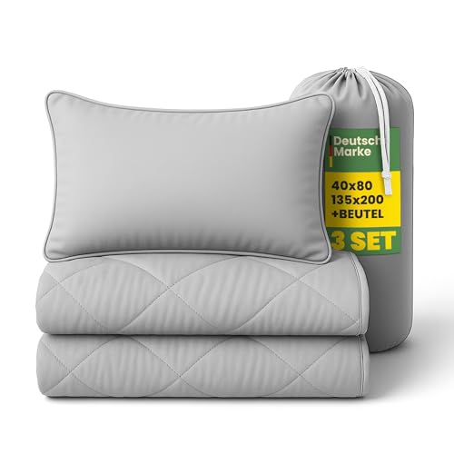 Bestlivings Reise Bettenset 2tlg - Hellgrau - (135x200cm / 40x80cm)