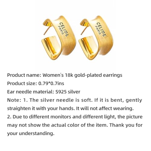 CZ Women's Initials Luxury Designer 14K Gold Plated Hypoallergenic Brushed Craft French Fashion Earrings for Birthday, Thanksgiving, Halloween, Christmas4