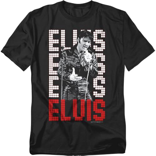 Popfunk Elvis Presley King of Rock and Roll Music T Shirt (Large, Elvis King - Black)