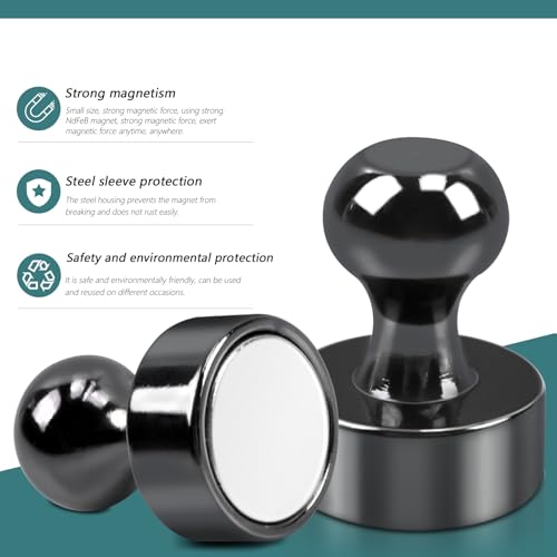 22 Pack Fridge Magnets, Black Strong Magnets for Whiteboard, Push Pin Magnets Refrigerator Magnets Small Strong Neodymium Magnet for Office, Classroom, Kitchen, Home by MAGXCENE - Image 2