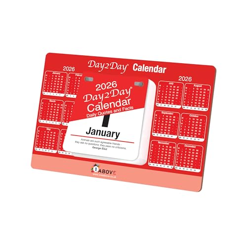 1ABOVE 2026 Daily Desk Calendar – Day-to-Day Tear-Off Block with Stand | Desktop Calendar with Inspirational Quotes & Fun Facts