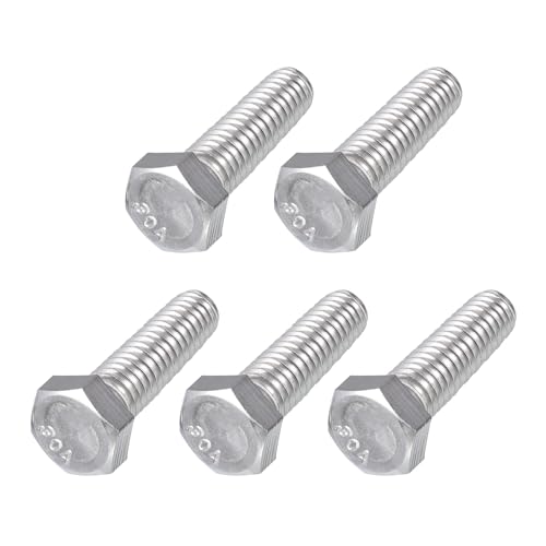 Image of METALLIXITY Hex Head Bolts (3 /8-16 x 1-1 /4 inch) 5Pcs, 304 Stainless Steel 18-8, Fully Threaded, External Hex Drive, Plain Finish, Hex Head Screw Bolt, Silver
