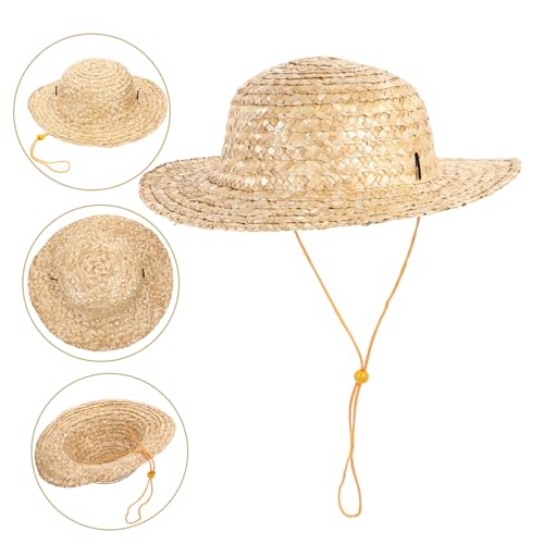 Straw Hat for Boys and Girls Beach Sun Hat Wide Brim Fashionable Straw Beige3