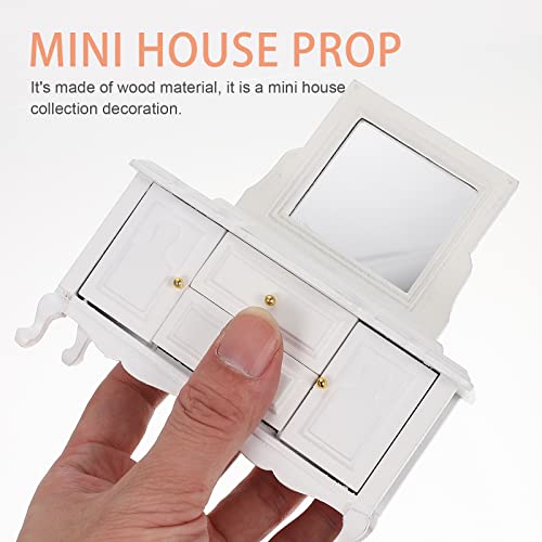 LUOZZY Mini penteadeira de madeira para casa de bonecas com espelho pequeno de madeira modelo decora