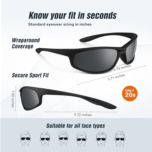 Sports Polarized Sunglasses for Mens Womens - Wrap Around TR90 Sun Glasses UV400 Shades for Cycling Fishing Running4