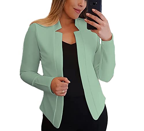 Womens Casual Fashion Blazer Jackets Open Front Lightweight Mock Neck Long Sleeve Work Office Manager Suits Jackets