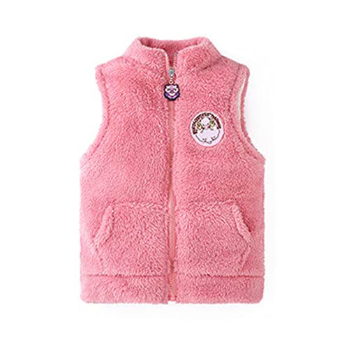 Doomiva Mädchen Fleeceweste Ärmellos Fleecejacke Kinder Winter Warme Weste Mantel Steppweste Streetwear Gr. 98-164 Rosa 122-128 Cover
