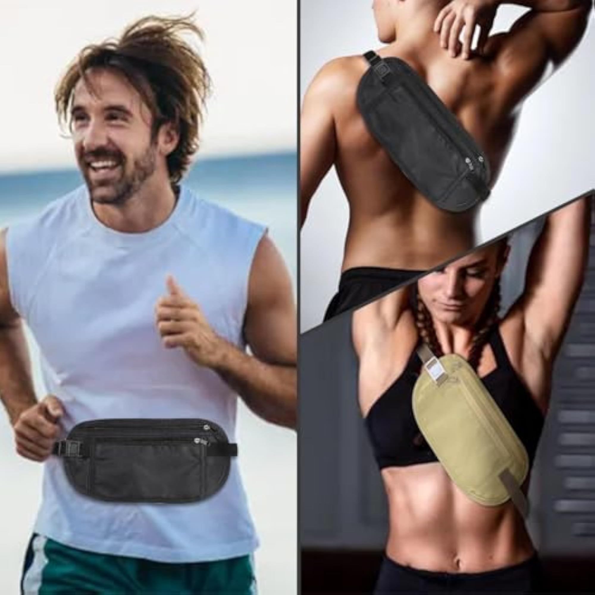 RFID Blocking Hidden Waist Bag Travel Money Belt