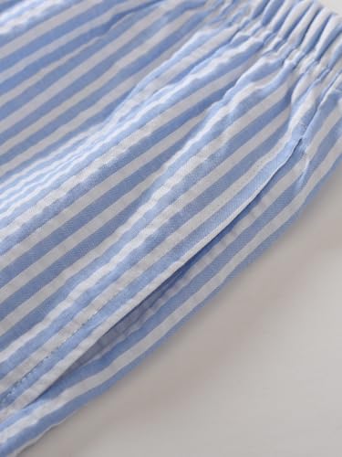 Image of Latuza Women's Cotton Bermuda Long Pajama Shorts Seersucker PJ Sleep Shorts