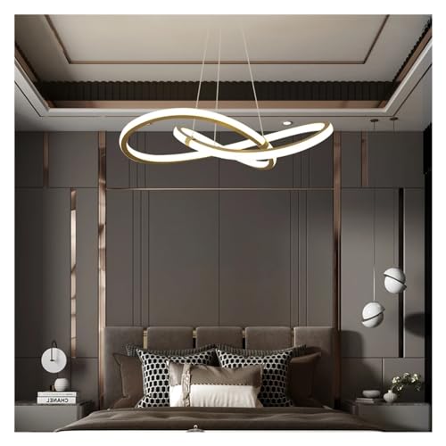 Lustre LED salon suspension design courbe plafonnier noir moderne 60cm - 6