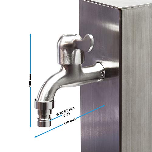 Wasserzapfsäule Wiltec aus Edelstahl, 95 cm, eckige Wasserzapfstelle
