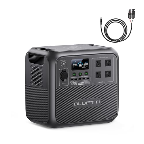BLUETTI AC180 Portable Power Station, 1152Wh Solar Generator w/ 4 1800W (2700W Peak) AC Outlets, 0-80% in 45 Min, LiFePO4 Battery Backup for Camping, Road Trip, Outages, Home Backup