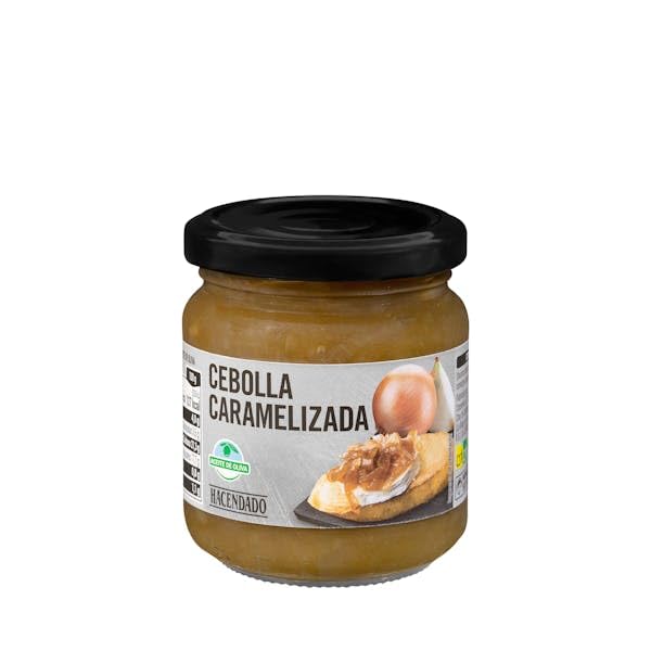 Hacendado Karamellisierte Zwiebeln mit Olivenöl – Gourmet Qualität – 4er Vorratspack (4 x 190 g) – Perfekt für Burger, Käseplatten & Fleischgerichte – Servierfertig