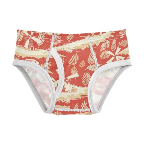 visesunny Boys Cotton Underwear Farm Wheat Field Windmill Pattern Printed Toddler Soft Training Briefs Size 2T-8Y for Kids