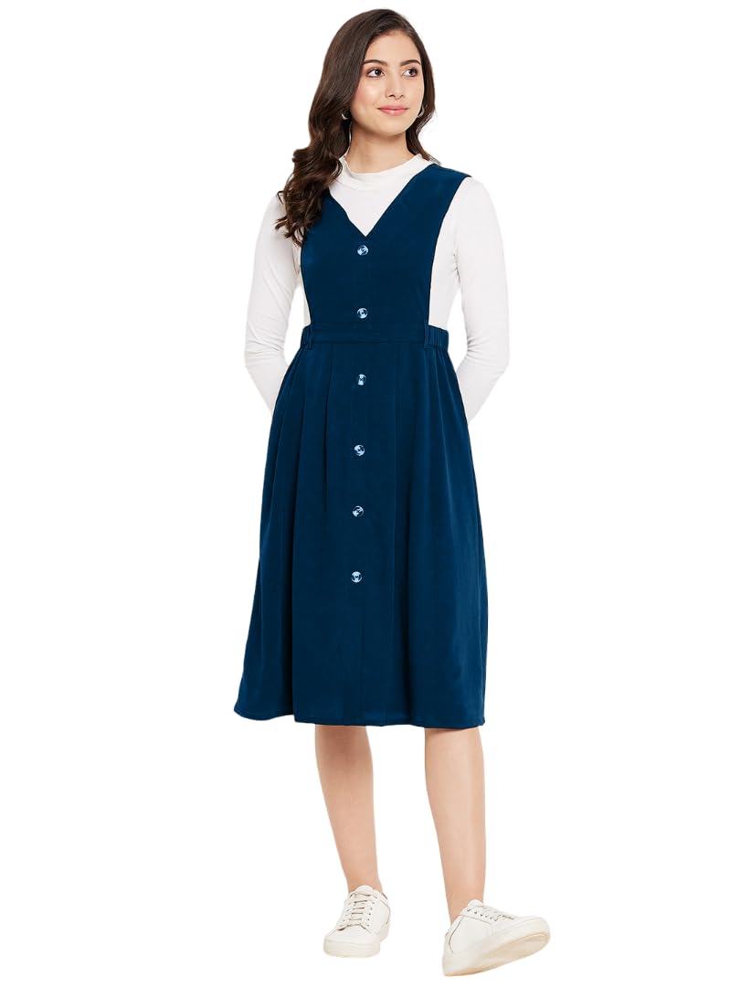 winered Women Soild Pinafore Dress with Button-picture-22
