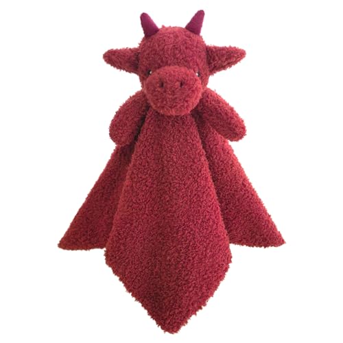 Image of Doindute Baby Wine Red Dragon Stuffed Animal Security Blanket, Plush Dinosaur Character Lovey Blanket, Baby Shower/Nursery Gift, Newborn Infant Toddler Snuggle Blankie for Boys Girls, 14 Inches