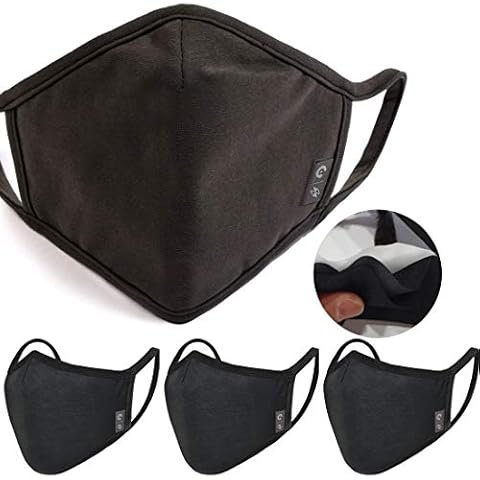 VVUPIC 4-Pack Unisex Washable Reusable fashion Cover shield White lining- Triple Layer Cover for Dust Particle & Droplet Protection - Dust Warm outdoor Cover Black - Ship From USA Cover