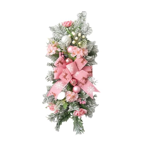Nishiyuenyi Couronne de Noël en Forme de Larme, Guirlande de Porte de Noël, Couronne Artificielle pour Chambre, Mariage, Rose