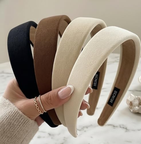Huachi Headbands for Women Non Slip Trendy Headbands for Women’s Hair 1 inch Wide, Fall Head Bands Cute Headband for Girls Elastic Hair Bands for Womens Fashion Accessories Gifts 4PCS