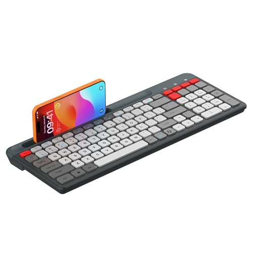 Image of LAPCARE Readmii 2.4GHz Wireless & Bluetooth 5.1 Rechargeable Keyboard with AI Assistant Key, Type-C Charging, Multi-Device Connection (2 Devices), Full Size with Numpad, 10m Range (Multicolor)