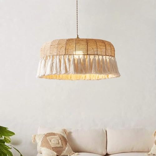 Suspension en rotin Boho vintage 15.8" pour illuminer un îlot de cuisine