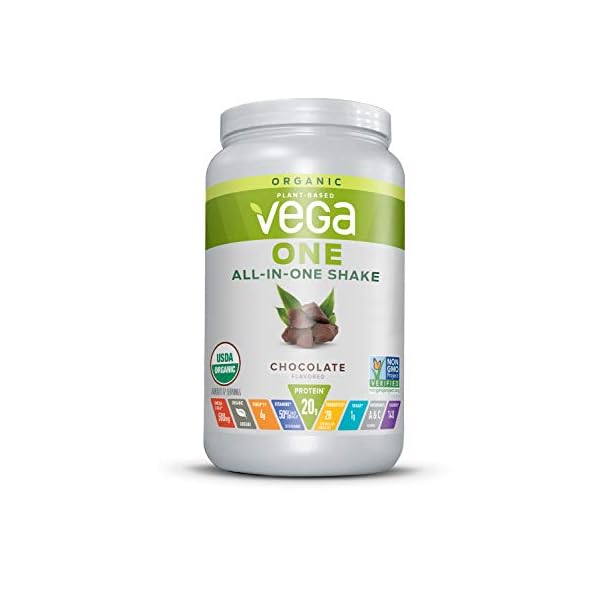 Vega-One-Organic-Chocolate-Meal-Replacement-Protein-Powder-Vegan-Plant-Based-Superfood-Vitamins-Probiotics-Dairy-Free-Gluten-Free-Pea-Protein-for-Women-and-Men-16-Pounds-17-Servings Vega Organic All-in-One Vegan Protein Powder, Chocolate - Superfood Ingredients, Vitamins for Immunity Support, Keto Friendly, Pea Protein for Women & Men, 1.6 lbs (Packaging May Vary)