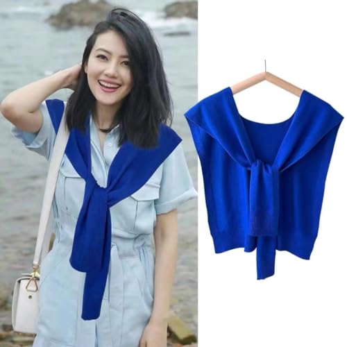 Image of WaJuemy Sweater Shawl Wraps for Women Sweater Knitted Knotted Shawls Travel Casual Scarf Cape Shoulder Tops Fashion Wrap