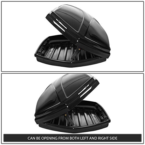 Dna Motoring Pt-Ztl-8139-Bk Abs Roof Top Cargo Box W/Lock+Keys + Pair Universal Aluminum Side Rail Cross Bar, Black #TOP4