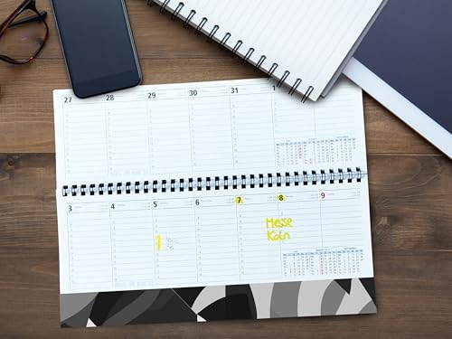 Tischkalender 2026, Querkalender Querterminbuch 2026, 1 Woche/ 1 Seite, 64 Seiten, 297 x 130 mm, Quer, Terminkalender, Karton, Jahresübersicht ... Adress-Notizseiten, Wire-O-Bindung: gratis
