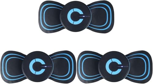 EMS Mini Electric Neck Cervical Massager Pads Portable Neck Massager USB Neck Wrap for Pain Relief 6 Massage Modes Multi-Function Intelligent Cervical Massager (3PCS English-Charging Model)