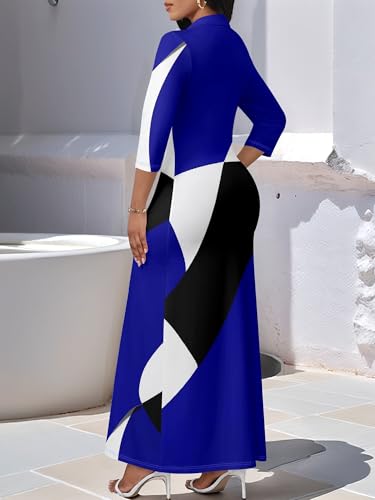 Image of PinkPatty Women's Casual 3 /4 Sleeve Polo V Neck Bodycon Maxi Dress