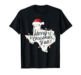 Funny Southern Humor Merry Christmas Y'All Texas Map Santa T-Shirt