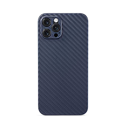 aiino Custodia Skin per iPhone 12 Pro Max, Cover Blu 12 Pro Max con effetto Fibra di Carbonio, Antiurto e AntiGraffio, Ultra Sottile Leggera e Flessibile,Compatibile con MagSafe,Qualità Italiana - Blu