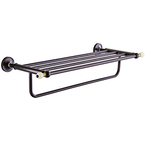 MBYW Modern Minimalist high Load-Bearing Towel Rack Bathroom Towel Rail Langpai All-Copper Black Ancient Double-Foot Bathroom Towel Rack, Bathroom one-Story Towel Rack