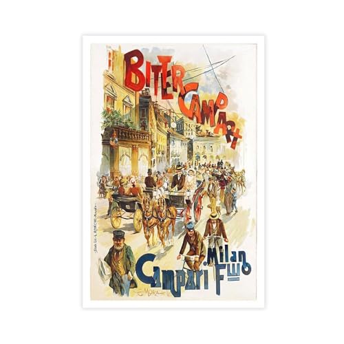 XYSWDD Póster retro de Bitter Campari, Milán sobre comida y bebida, pósteres e impresiones estéticas para habitación, dormitorio, oficina, 30 x 45 cm