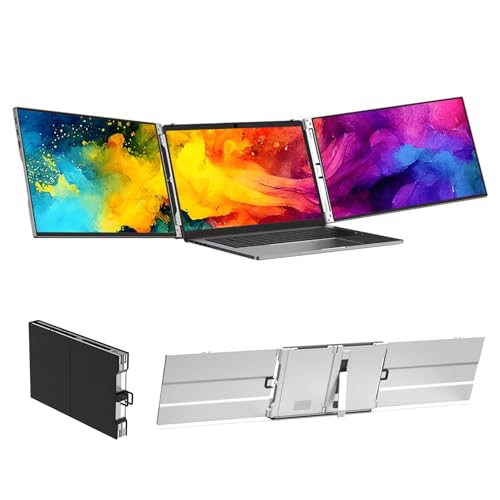 Image of 16'' Portable Dual Monitor Laptop Screen Extender 1200P | USB-C Mini H /D Video Input Plug & Play for 15.6-17.3 Inch Laptops Triple Screen Workstation for Work,Travel,Outdoor,Home