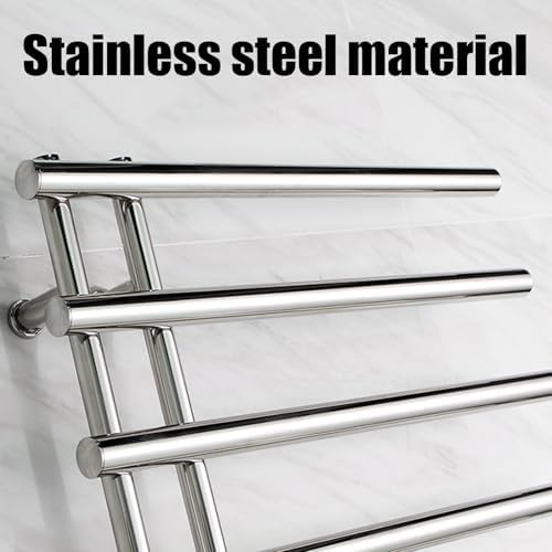 Wall Mounted Black Heated Towel Rack - Electric Stainless Steel Bathroom Heater, Energy-Efficient tatic Design for Luxurious Warmth and Comfort, Hardwired for Easy Installation