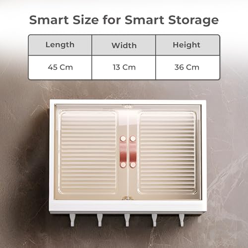 Image of HomeEssentials Multipurpose Plastic Self-Adhesive No-Drill Bathroom Shelf & Storage Cabinet - Wall Organiser for Bathroom Essentials, Makeup, Skincare, Kitchen (1 Layer)