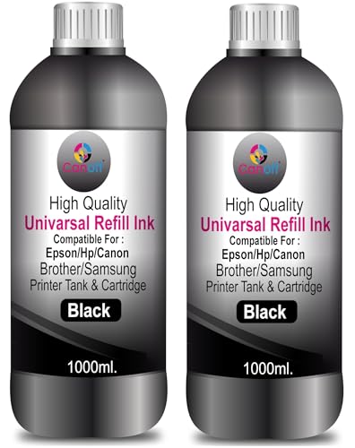 Image of CANOFF Black Refill Ink Compatible for HPP: 805,678,802,803,805,901,818,21,22,27,28,46,56,57,680,685,703,704,808,818 Ink Cartridgre 1000ml Per Ink Bottle Black Pack of 2